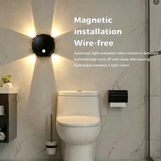 Modern Indoor Motion Sensor Night Light - TYPE-C Rechargeable LED with Ultra-Long Battery Life, 3-Color Temperature, Magnetic Adsorption for Bedroom, Stairway