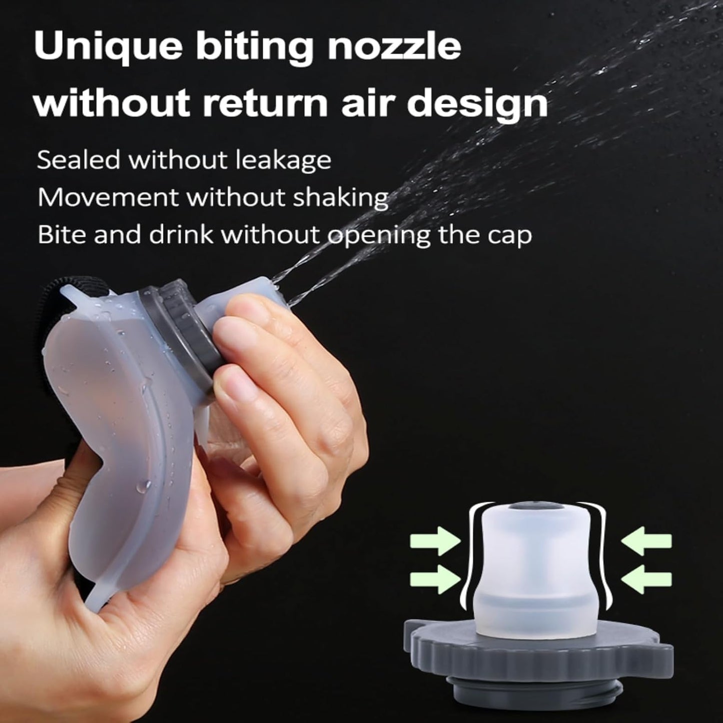 2PCS Wrist Water Bottle, Wearable Handsfree Silicone 7 Oz Running Water Bottle, Sports Portable Fitness Cycling Marathon Rock Climbing Cycling Sports Cup (Black)