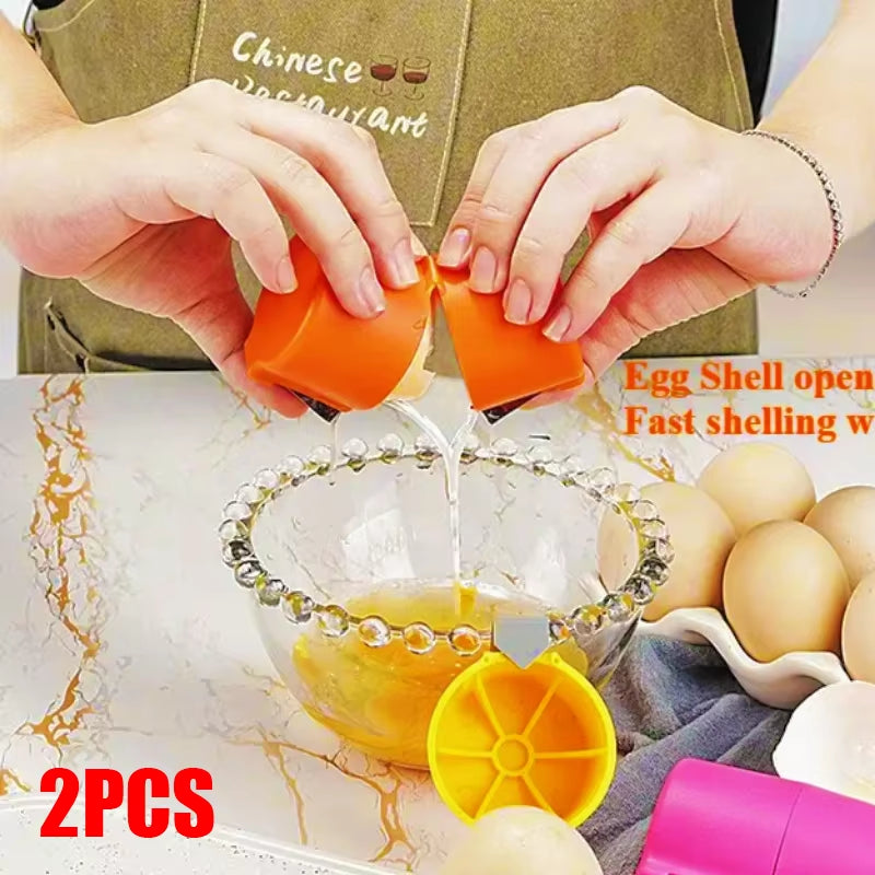 1/2Pcs Multifunctional Egg Shell Opener Handheld Egg Cracker Separator Tool Eggshell Cutter Easy Open Kitchen Gadget for Raw Egg