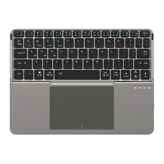 Folding Bluetooth Keyboard PC Phone Holder Wireless Foldable Keyboard PU Leather with Touchpad for Ios/Android/Windows/Mac